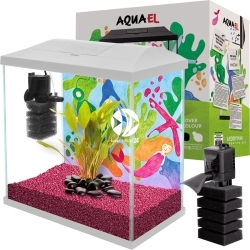 AQUAEL Leddy Mini Creative Set 35 White (122985) - Zestaw, akwarium z wyposażeniem