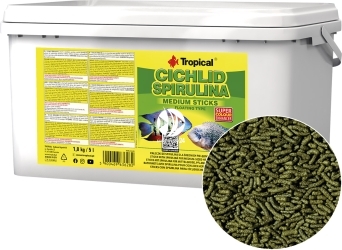 TROPICAL Cichlid Spirulina Medium Sticks 5L/1,8kg (63628) - Pływające pałeczki roślinne ze spiruliną dla średnich pielęgnic