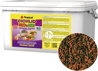 TROPICAL Cichlid Red & Green Medium Sticks 5L/1,8kg (63728) - Pływające pałeczki ze spiruliną i astaksantyną dla średnich pielęgnic