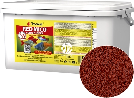 TROPICAL Red Mico Colour Sticks 3L/1kg (63557) - Pokarm wybarwiający dla ryb