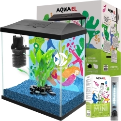 AQUAEL Leddy Mini Creative Set 30 Black + Lampa LED - Zestaw: akwarium filtr pokrywa oświetlenie