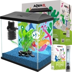 AQUAEL Leddy Mini Creative Set 35 Black + Lampa LED - Zestaw: akwarium filtr pokrywa oświetlenie