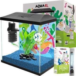 AQUAEL Leddy Mini Creative Set 35 Black + Lampa LED - Zestaw: akwarium filtr pokrywa oświetlenie