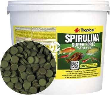 TROPICAL Spirulina Super Forte Tablets - Roślinny pokarm w formie samoprzylepnych tabletek z wysoką zawartością spiruliny (36%)